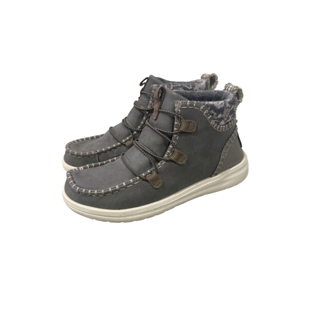 Hey Dude Eloise Recycled Leather Granite Grey‎ Ankle Boots Womens 6